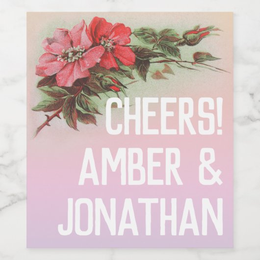 Rose vintage Rainbow Wine Étiquette (Étiquettes simples)