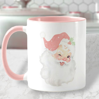 Rose Vintage rose vif Wing Père Noël Christmas Mug