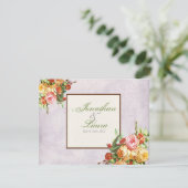 Rose vintage sur oiseaux Carte de réponse RSVP (Debout devant)