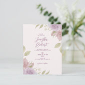 Rose violet beige cadre mariage Invitation (Debout devant)