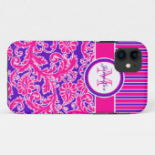 Rose violet blanc rayé Damask 2 iPhone 5 Coque (Dos (Horizontal))