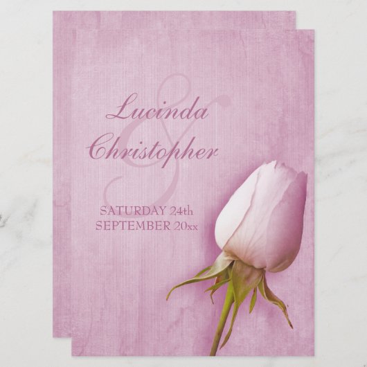 Rose violet bud lilac mariage grande invitation (Devant / Derrière)