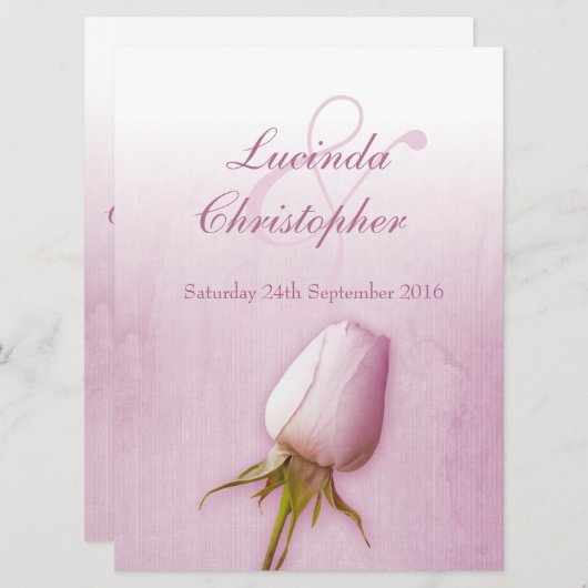 Rose violet bud lilac mariage grande invitation (Devant / Derrière)