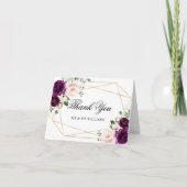 Rose violet et blanc Carte de remerciements Mariag (Devant)