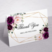 Rose violet et blanc Carte de remerciements Mariag