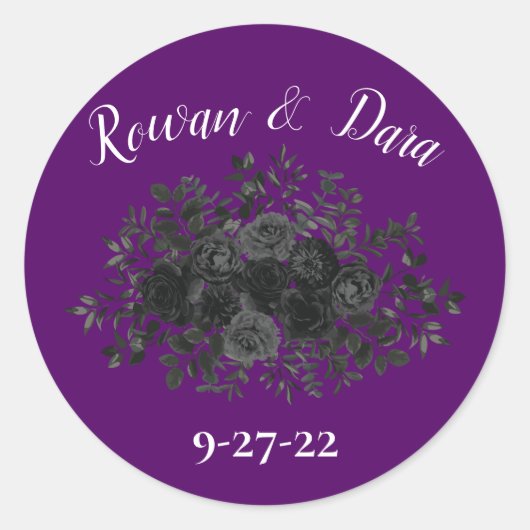 Rose violet et noir gothique Faveur Sticker Étique (Devant)