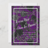 Rose violet et noir Invitations de mariage gothiqu (Devant)