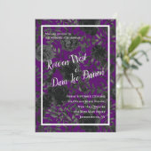 Rose violet et noir Invitations de mariage gothiqu (Debout devant)