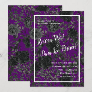 Rose violet et noir Invitations de mariage gothiqu
