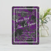 Rose violet et noir Invitations de mariage gothiqu (Debout devant)