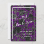Rose violet et noir Invitations de mariage gothiqu (Devant)