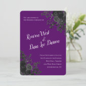 Rose violet et noir Invitations de mariage gothiqu (Debout devant)