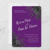 Rose violet et noir Invitations de mariage gothiqu (Devant)