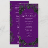 Rose violet et noir Programmes de mariage gothique (Devant / Derrière)