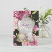 rose violet Fête des mariées Tea Party Invitation (Debout devant)