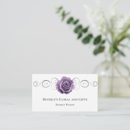 Rose violet Floral Carte de visite Boutique (Debout devant)
