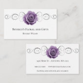 Rose violet Floral Carte de visite Boutique (Devant / Derrière)