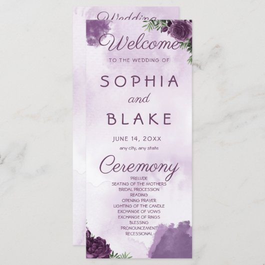 Rose violet foncé Floral Gothique Programme de mar (Devant / Derrière)