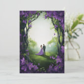 Rose violet Invitations de mariage : Élégance flor (Debout devant)