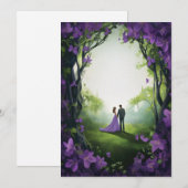 Rose violet Invitations de mariage : Élégance flor (Devant / Derrière)