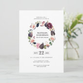 Rose, violet, marine floral faire-part (Debout devant)