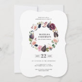 Rose violet marine floral photo diplômé invitation (Devant)