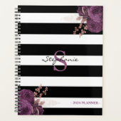 Rose violet or Floral Monogramme noir blanc 2024 (Devant)
