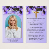 Rose violet Signet funéraire commémoratif minimal (Devant & derrière)