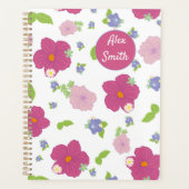 Rose violet vert Fleurs bleues Flore motif (Devant)
