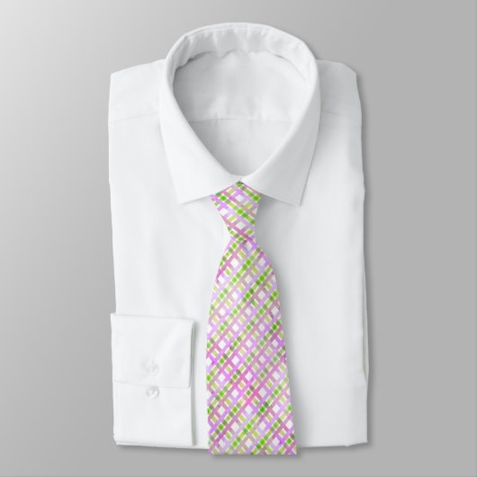 Rose violet vert pastel Plaid Cravate (Attaché)
