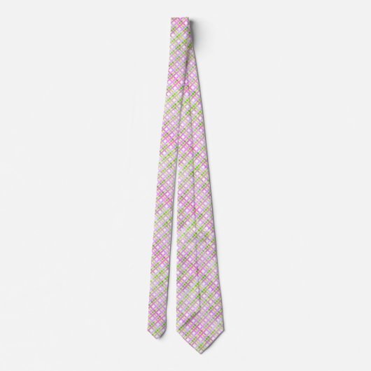 Rose violet vert pastel Plaid Cravate (Dos)