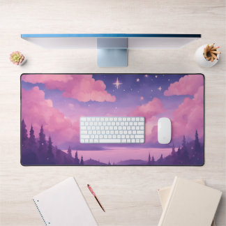 Rose violet Whimsical Kawaii Nuages Mousepad