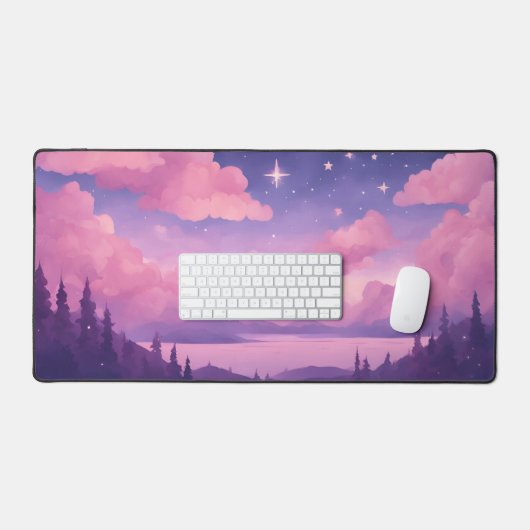 Rose violet Whimsical Kawaii Nuages Mousepad (Clavier et souris)