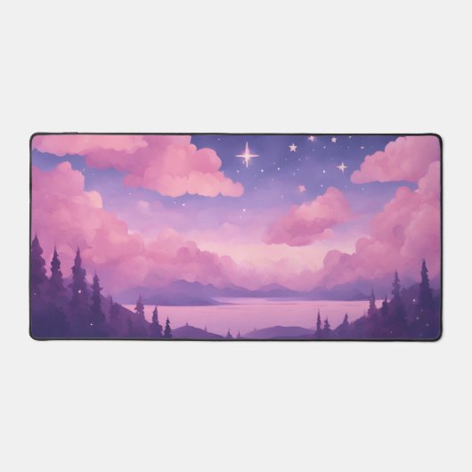 Rose violet Whimsical Kawaii Nuages Mousepad (Recto)