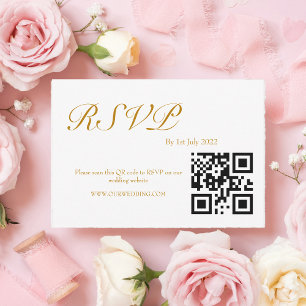 ROSE Watercolor QR Code RSVP Kaartje