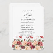 rose watercolor wedding Invitation Kaart (Voorkant / Achterkant)