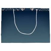 Rose Web on Gradient Blue Gift Bag Groot Cadeauzakje (Achterkant)