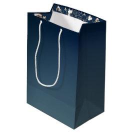 Rose Web on Gradient Blue Gift Bag Medium Cadeauzakje