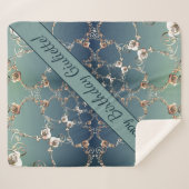 Rose Web on Gradient Blue Sherpa Blanket Sherpa Deken (Voorkant (horizontaal))