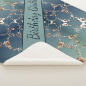 Rose Web sur couverture Sherpa bleu dégradé (3/4)