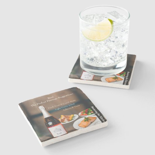 Rose Wine Pairing Guide/Mastering the Kitchen Stenen Onderzetter (Zijkant)