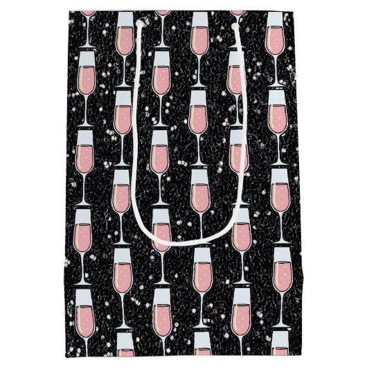 Rose Wine Pattern Medium Cadeauzakje (Achterkant)