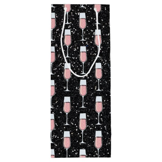 Rose Wine Pattern Wijn Cadeautas (Achterkant)