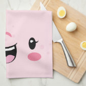 Rose Winking Kawaii Face Serviette de cuisine (Quart Plié)