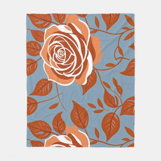 Rose With Warm Tones Of Orange And Rust Fleece Deken (Voorkant)