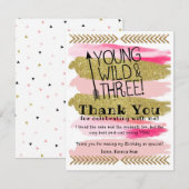 Rose Young Wild & Trois Carte de remerciements d'a (Devant / Derrière)