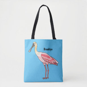 Roseate lepel vogel cartoon draagtas