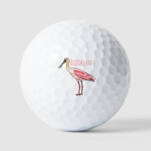 Roseate lepel vogel cartoon golfballen