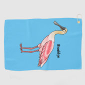 Roseate lepel vogel cartoon golfhanddoek (Horizontaal)