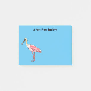 Roseate lepel vogel cartoon post-it® notes